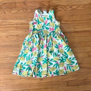 *Hanna Andersson Lemon & Teal Floral Tank Dress size 6-7